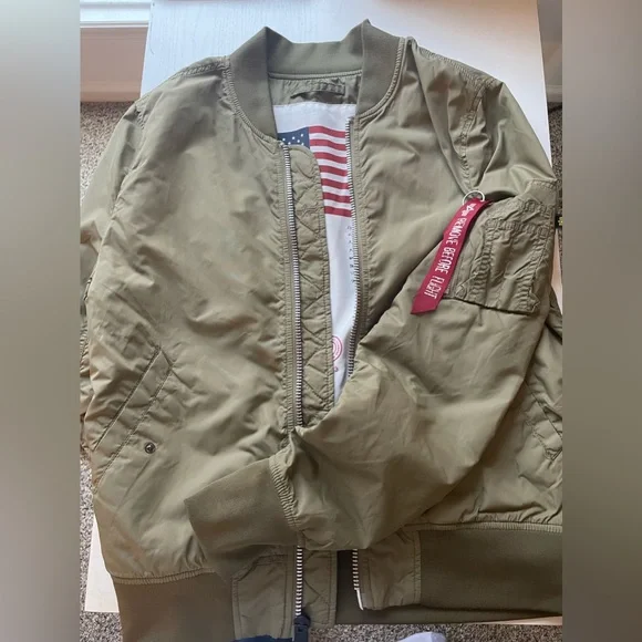 Hunter Green Sz M AlphaIndustries men bomber Jacket - Picture 2 of 2